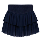 Azarhia Navy Smocked Mesh Skort