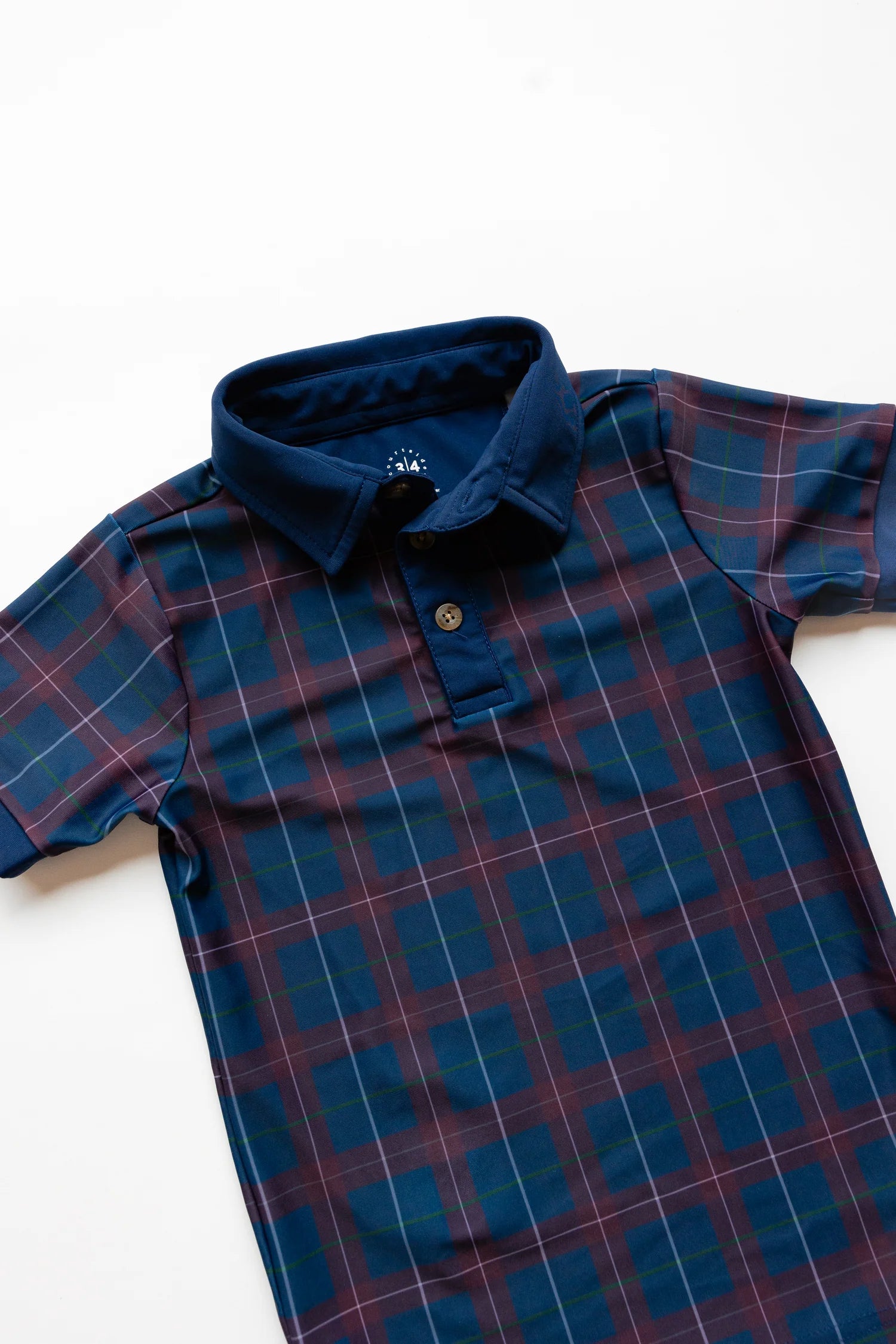 Navy and Maroon Plaid Polo