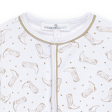 Darling Cowboy Boots Printed Footie- Ivory