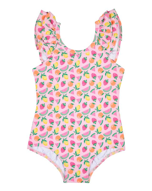 Florence Eiseman Fruit Print Swimsuit With Ruffles