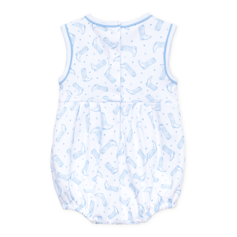 Magnolia Baby Darling Cowboy Boots Printed Bubble- Light Blue