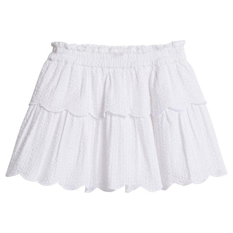 Bisby Tiered Skort- White Seersucker