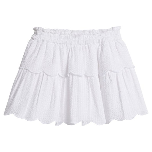 Bisby Tiered Skort- White Seersucker