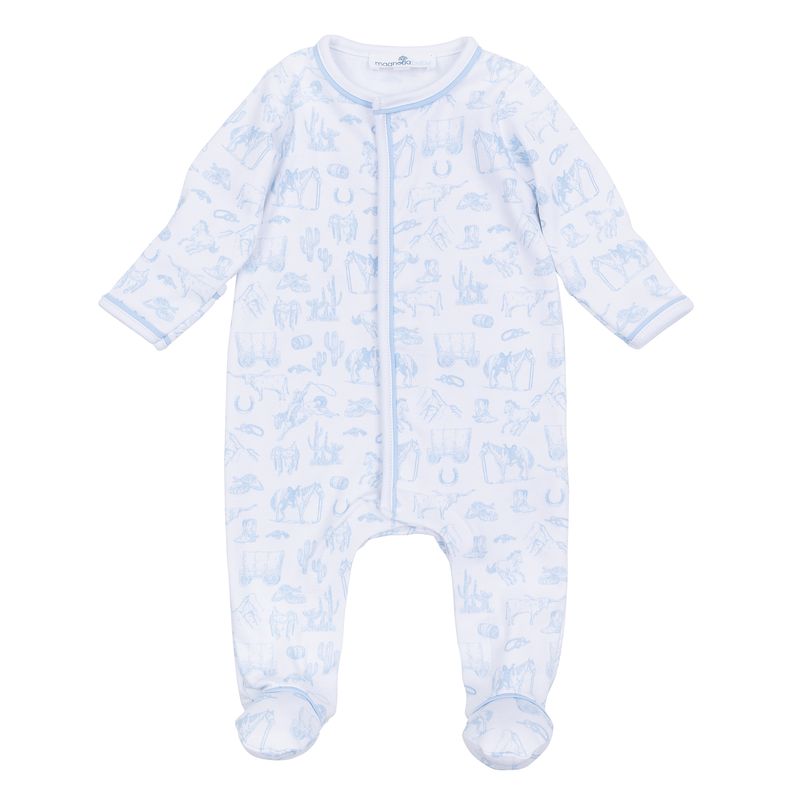 Magnolia Baby Wild West Toile Footie- Light Blue