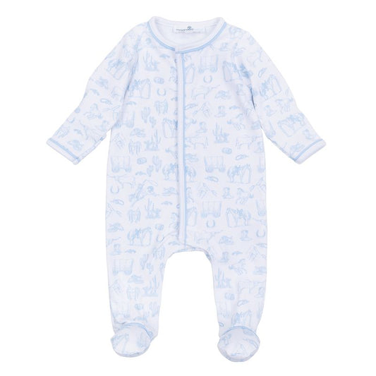 Magnolia Baby Wild West Toile Footie- Light Blue