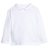 Little English Peter Pan Picot Shirt- Light Pink