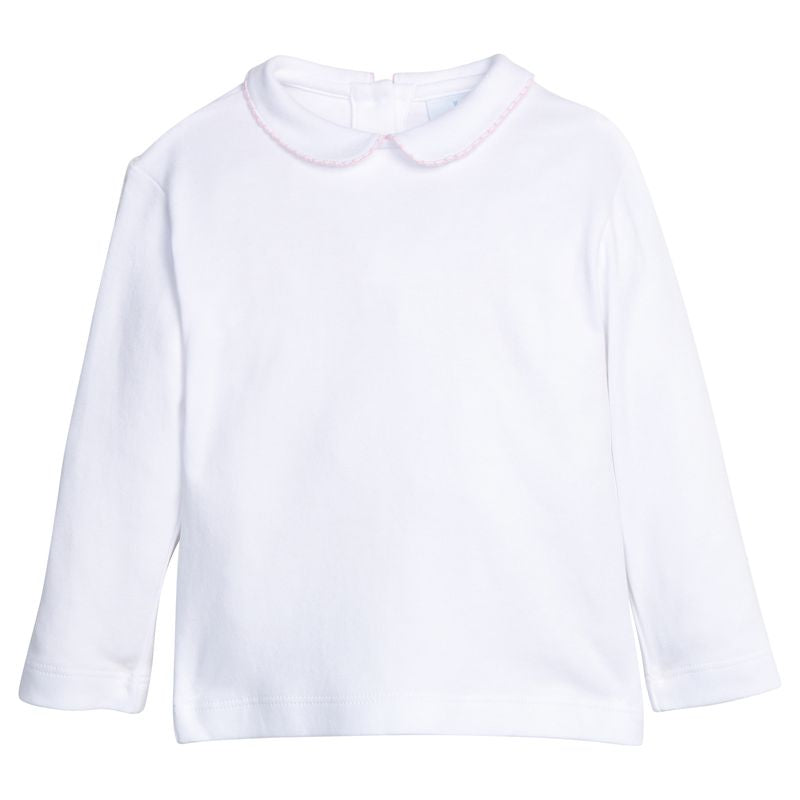 Little English Peter Pan Picot Shirt- Light Pink
