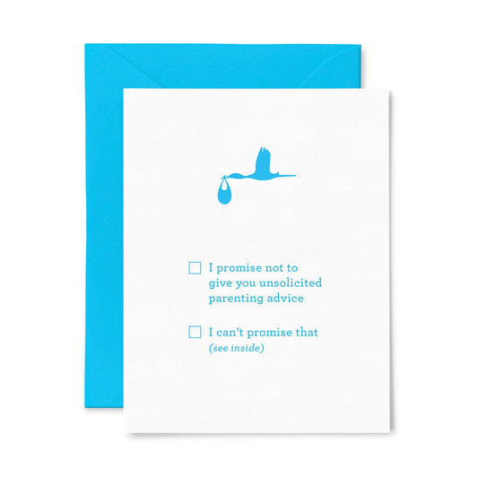 Letterpress Parenting Advice Greeting Card 