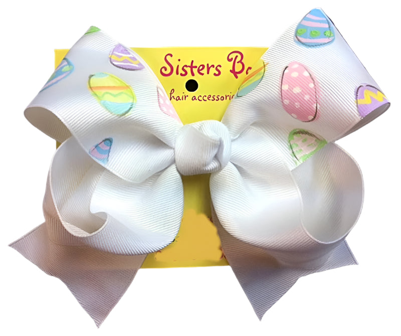 Two Sisters Bows White Pastel Eggs Large Bow