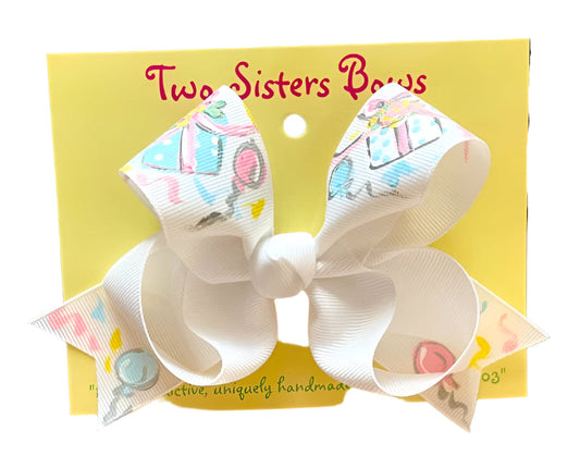 Two Sisters Bows White Pastel Gifts Balloons Large Bow