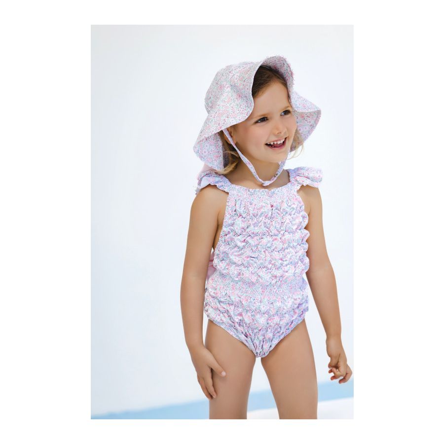 Sal and Pimenta Pink Ditsy Floral Frilled Swimsuit