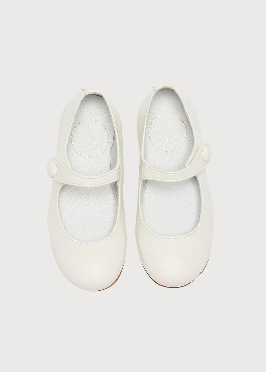 Girls Ivory Leather Mary Jane Shoes