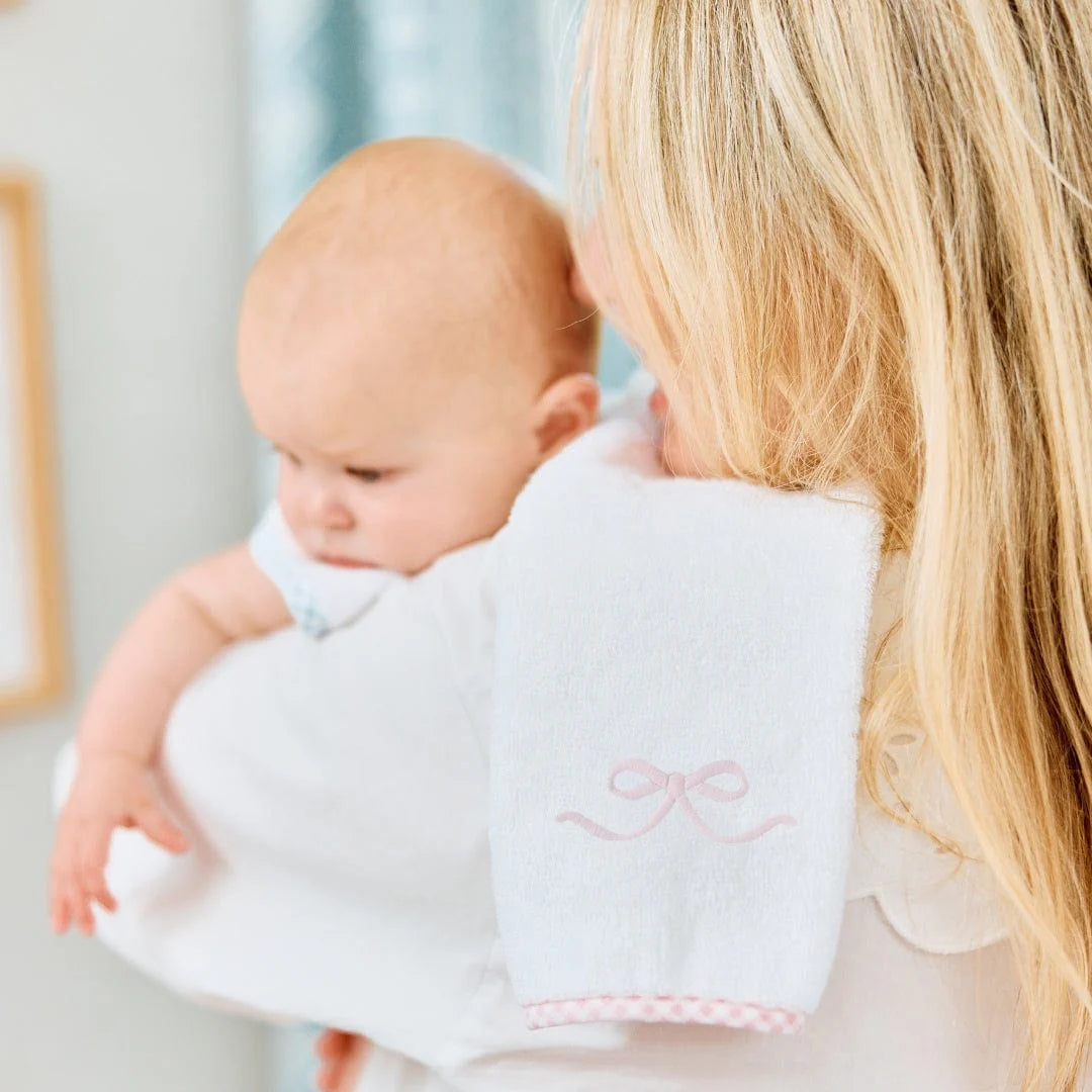 Burp Cloth- White with Bow Icon