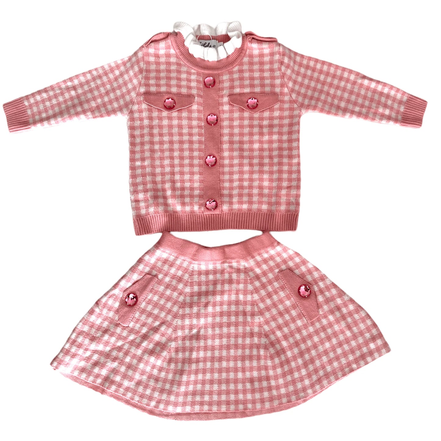 Lola and the Boys Gingham Gem Sweater Set