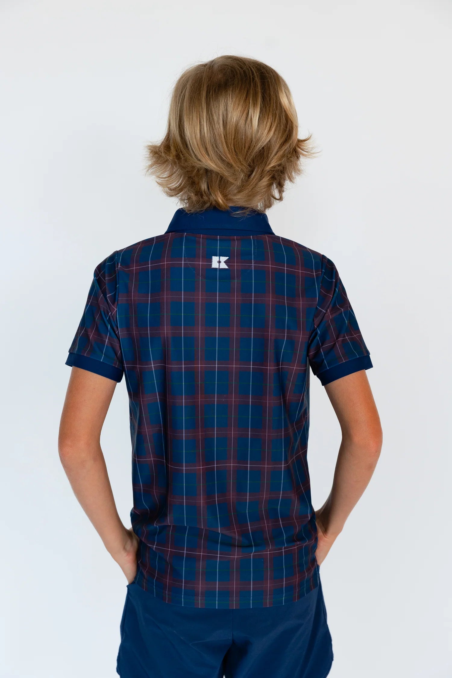 Navy and Maroon Plaid Polo