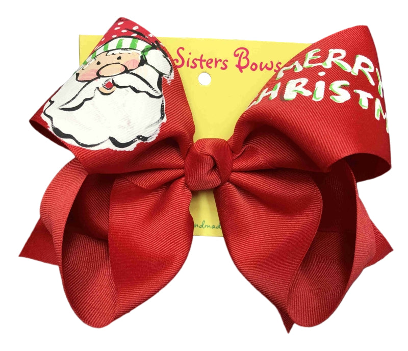 Two Sisters Bows Red Polka Santa Large Bow