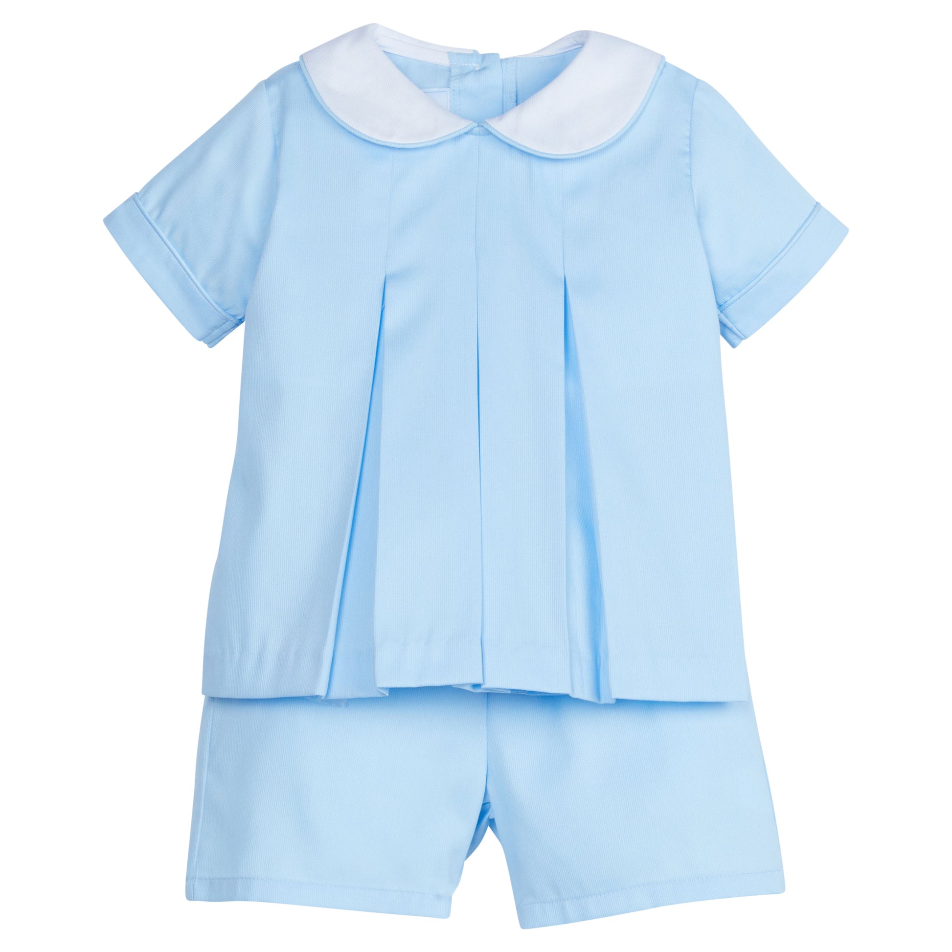 Little English Nicholas Short Set - Light Blue Pique