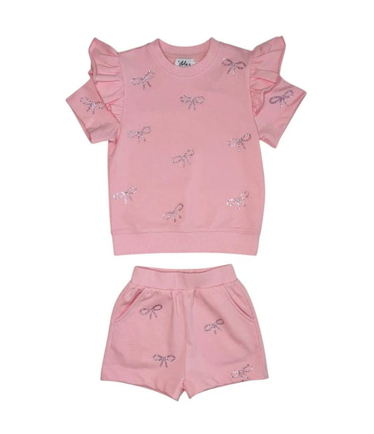 Lola and the Boys Pretty in Crystal Bows Short Set