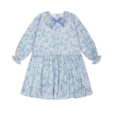 La Coqueta Blue Floral Maribela Girl Drop Waist Dress
