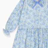 La Coqueta Blue Floral Maribela Girl Drop Waist Dress