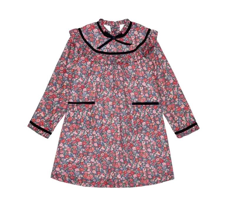 La Coqueta Alita Navy Floral Girl Empire Dress