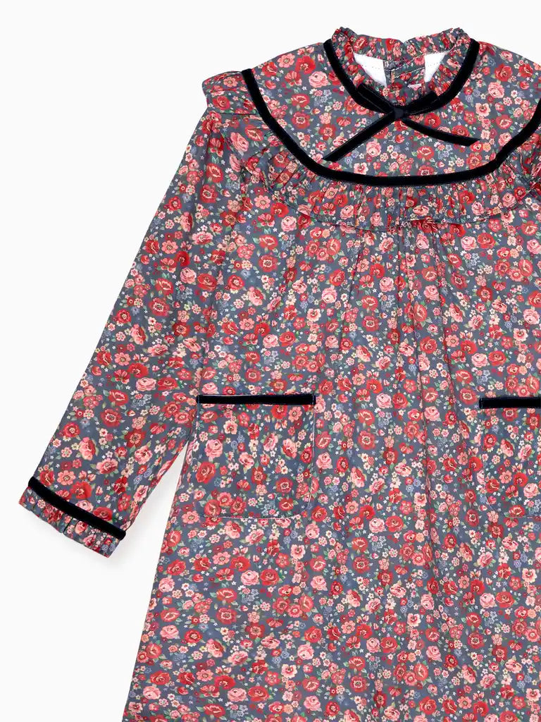 La Coqueta Alita Navy Floral Girl Empire Dress