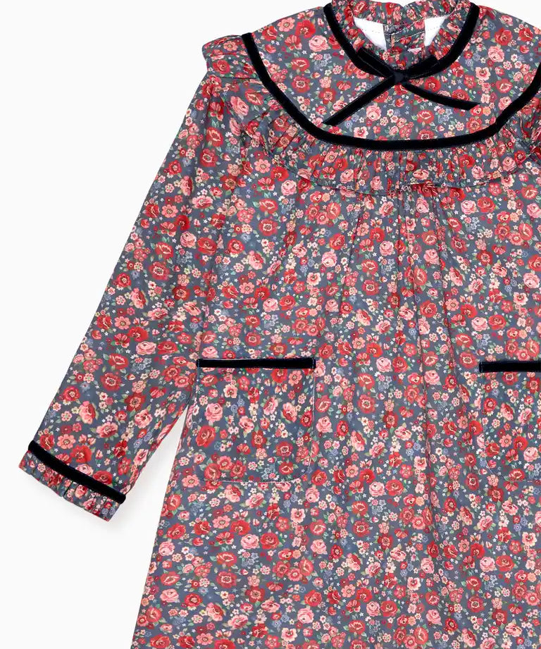 La Coqueta Alita Navy Floral Girl Empire Dress