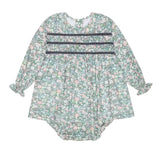 La Coqueta Green Floral Belia Baby Girl Smocked Set