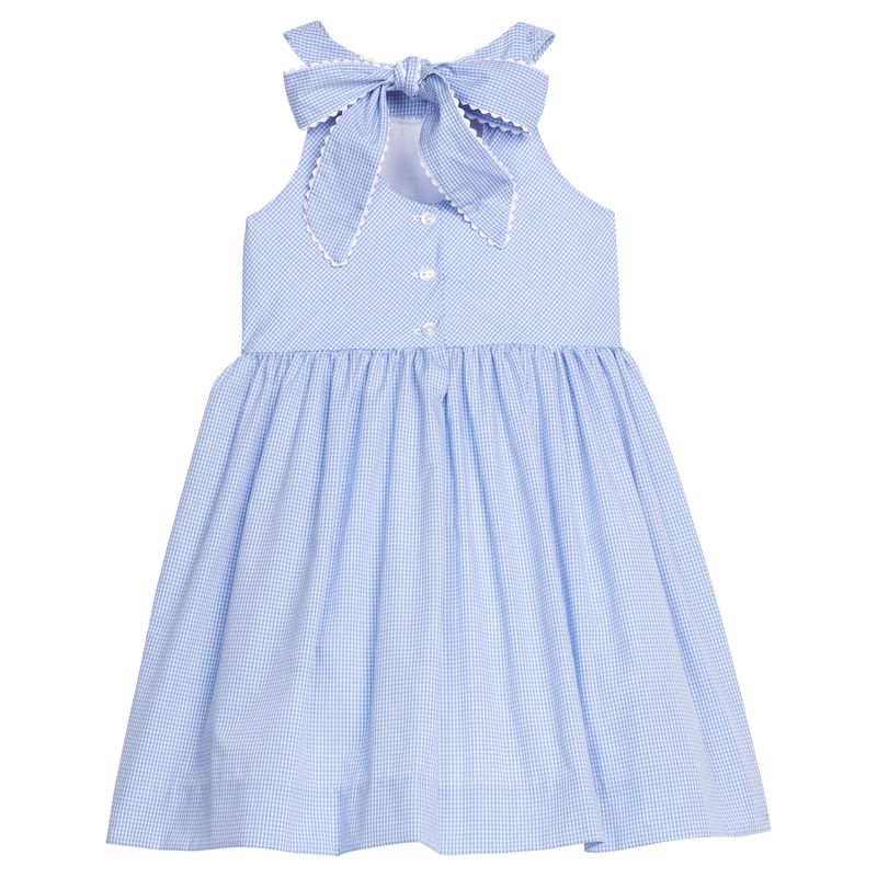 Bow Back Annie Dress- Royal Mini Gingham