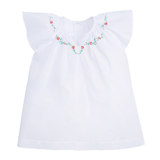 Little English Embroidered Blouse- Strawberry