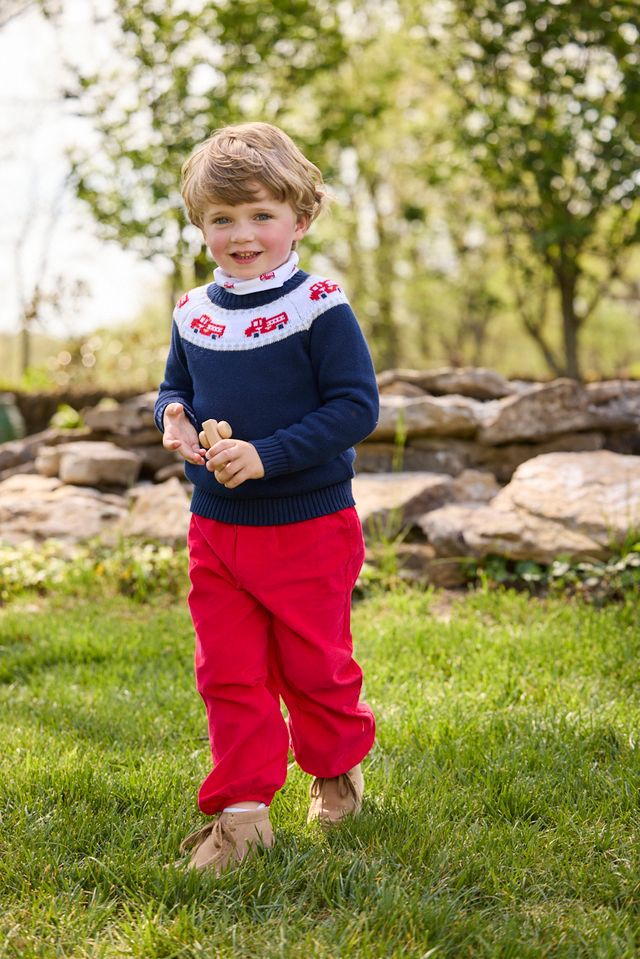 Little English Fire Truck Fair Isle Sweater