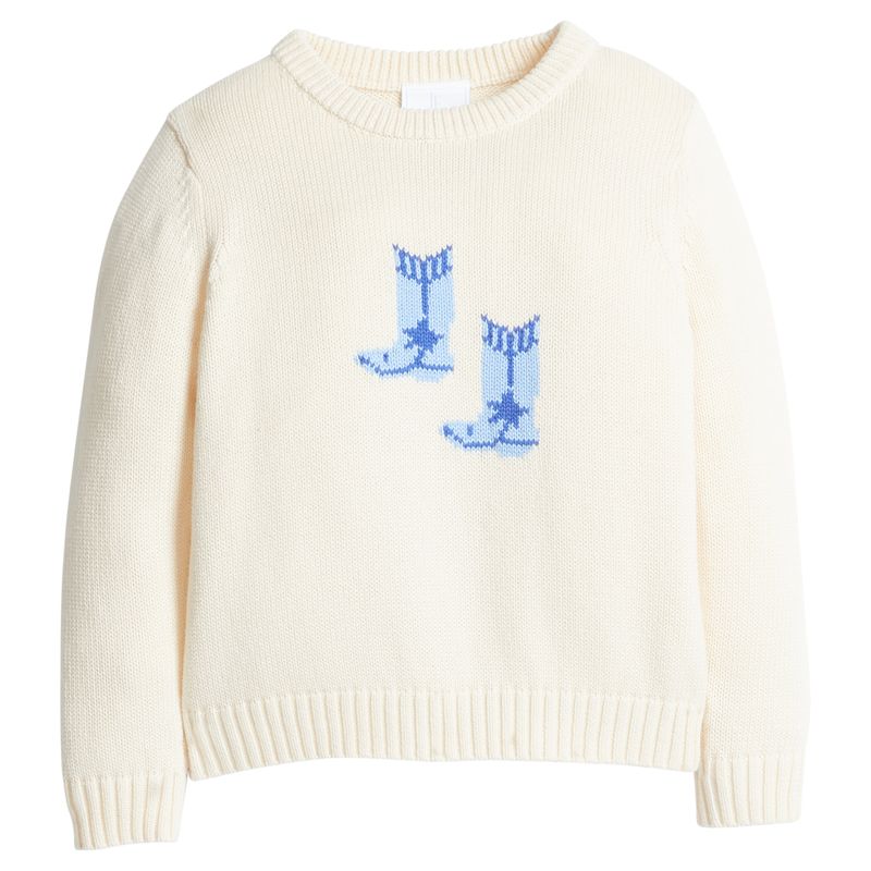 Intarsia Sweater- Blue Cowboy Boots