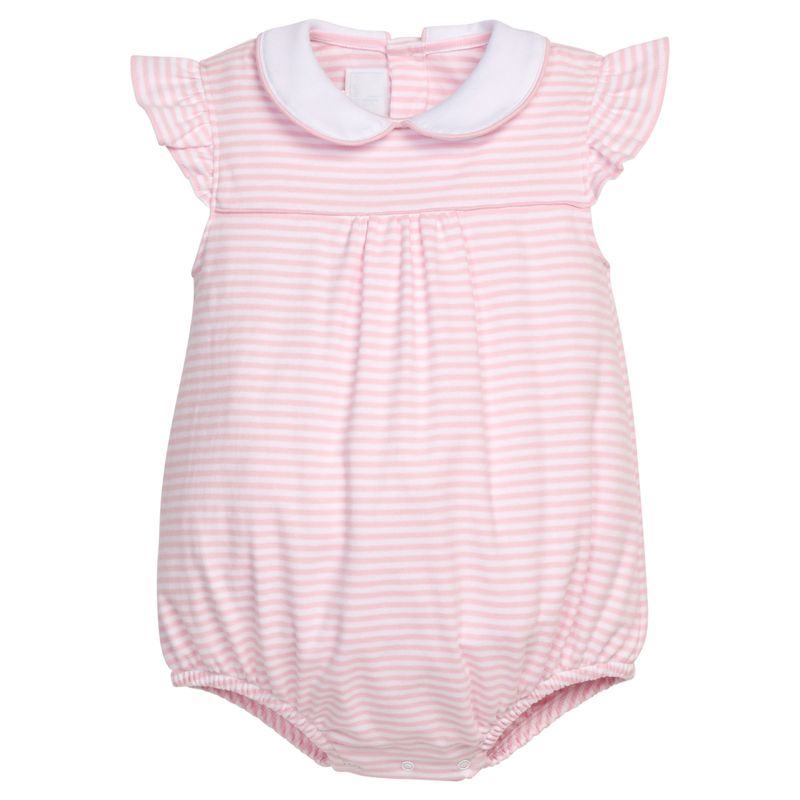 Little English Angel Sleeve Peter Pan Bubble- Light Pink Stripe