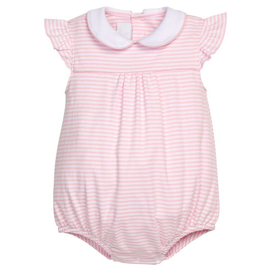 Little English Angel Sleeve Peter Pan Bubble- Light Pink Stripe