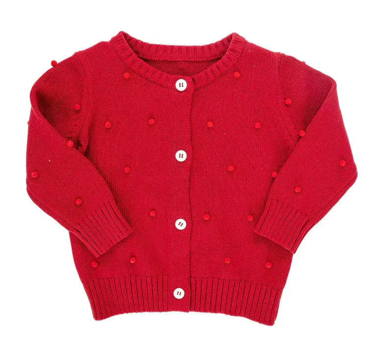 Ruth and Ralph Red Pom Pom Cardigan