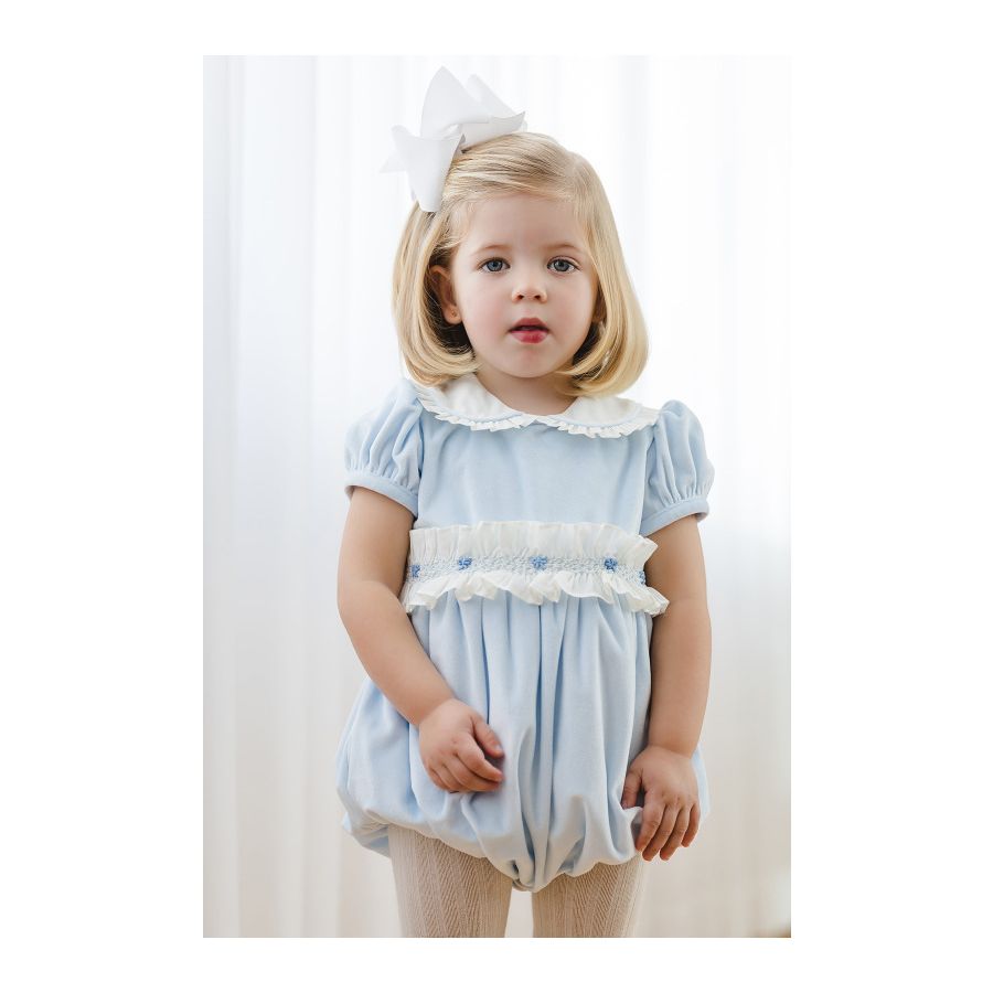 Sal and Pimenta Pastel Blue Velvet Romper