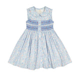 Antionette Paris Olympe Floral Blue Sleeveless Smocked Dress