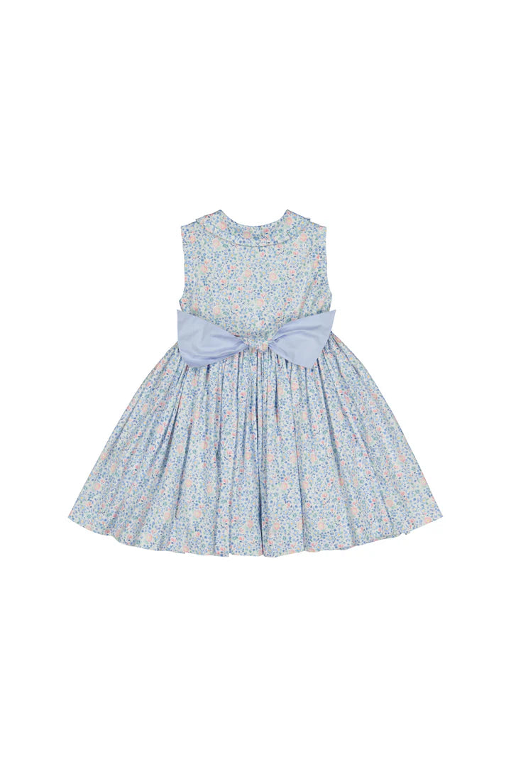 Antionette Paris Olympe Floral Blue Sleeveless Smocked Dress