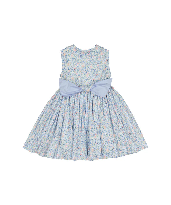 Antionette Paris Olympe Floral Blue Sleeveless Smocked Dress