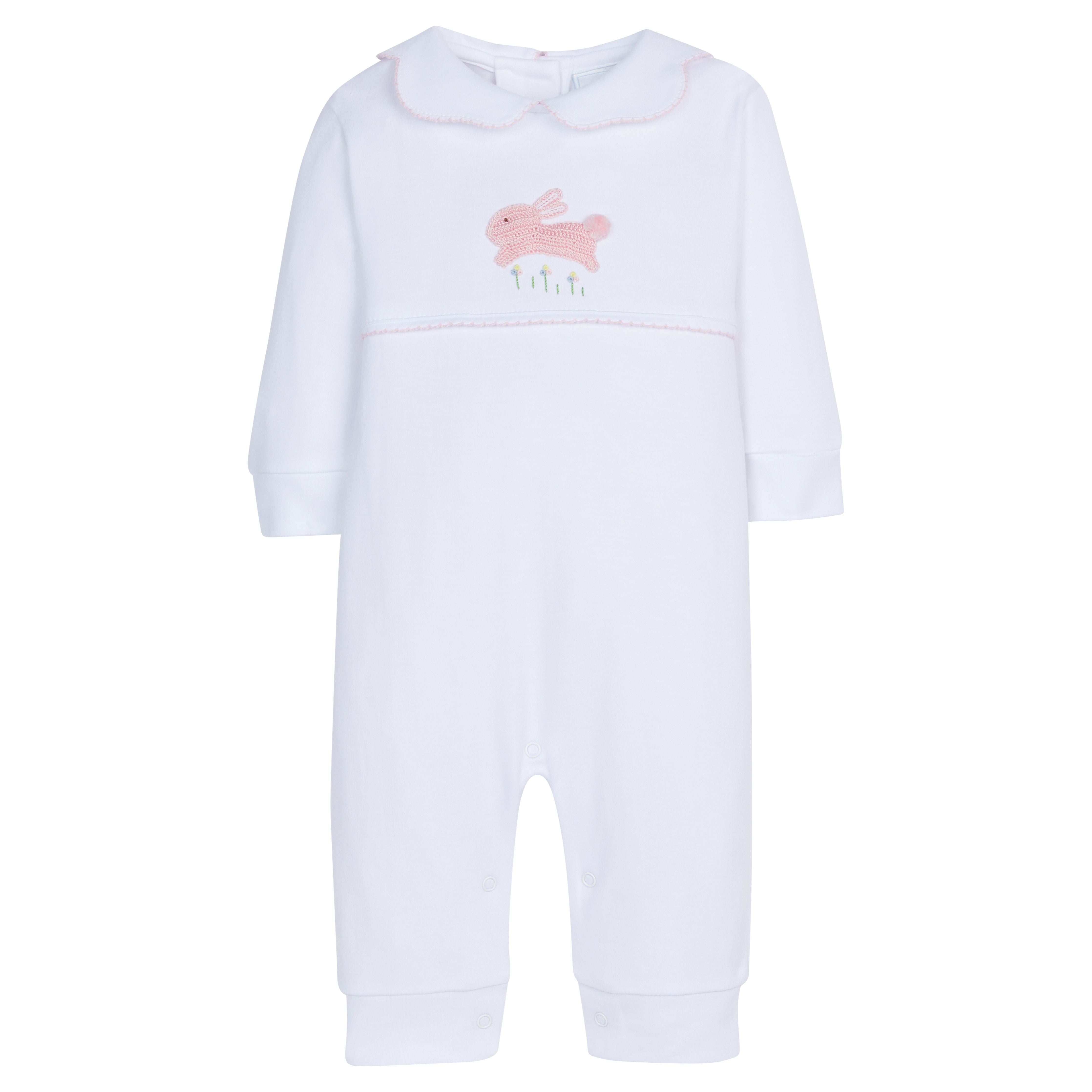 Little English Crochet Playsuit - Pink Bunny