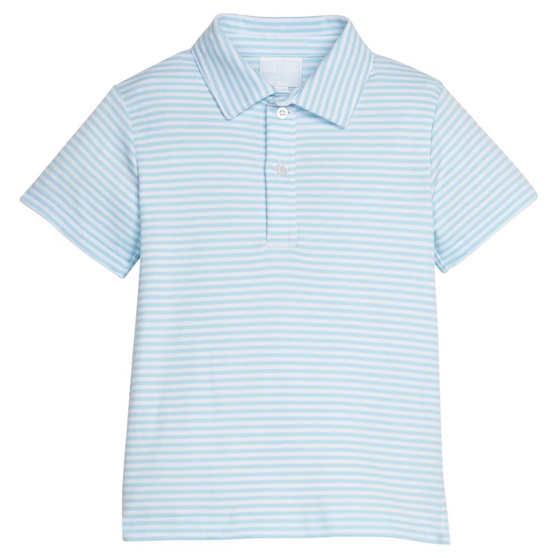 Little English Short Sleeve Solid Polo - Sky Stripe