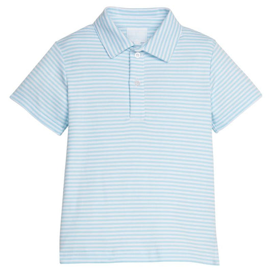 Little English Short Sleeve Solid Polo - Sky Stripe