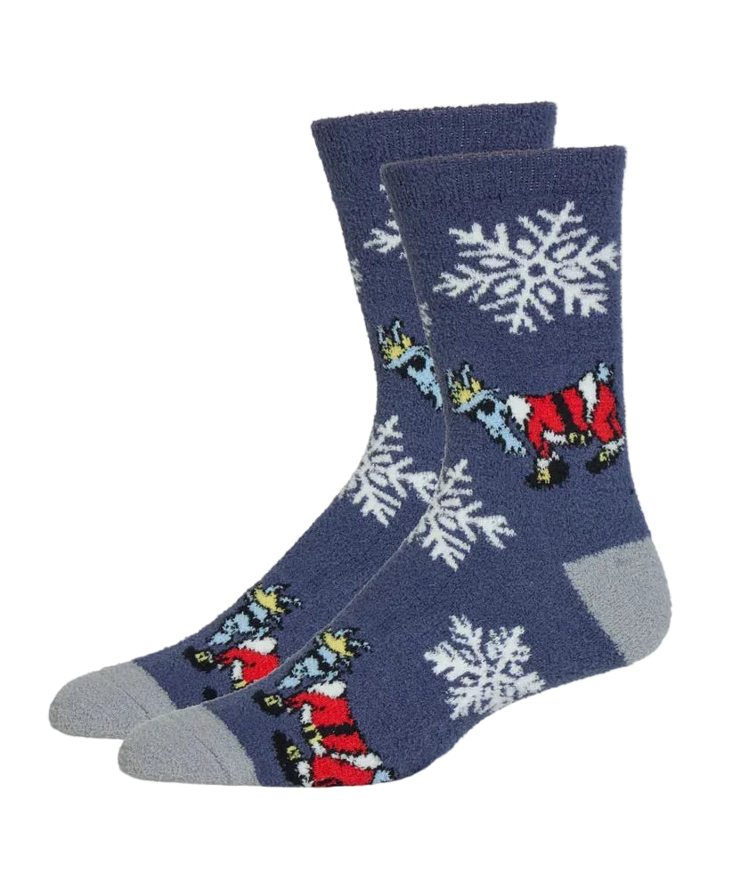 GOAT USA Santa Fuzzy Socks- Navy