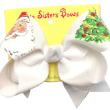 Two Sisters Bows White Santa Tree Large Bow