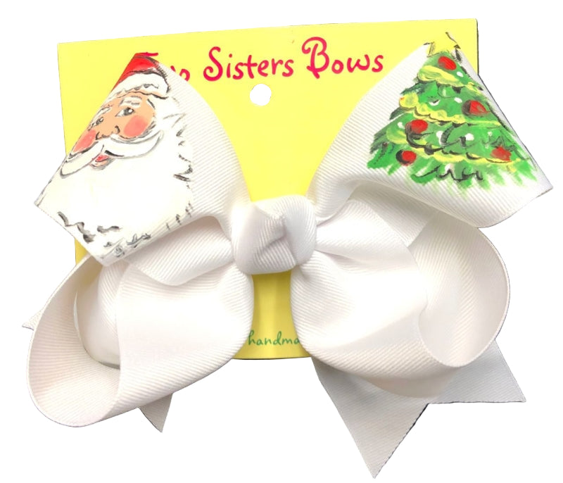Two Sisters Bows White Santa Tree Large Bow