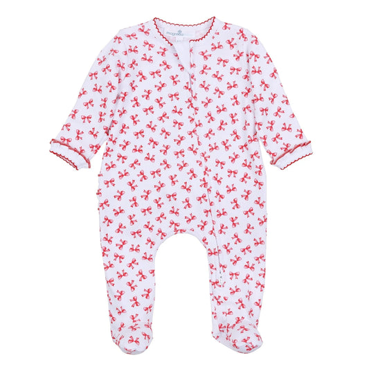 Magnolia Baby Scarlett Bows Printed Zipper Footie