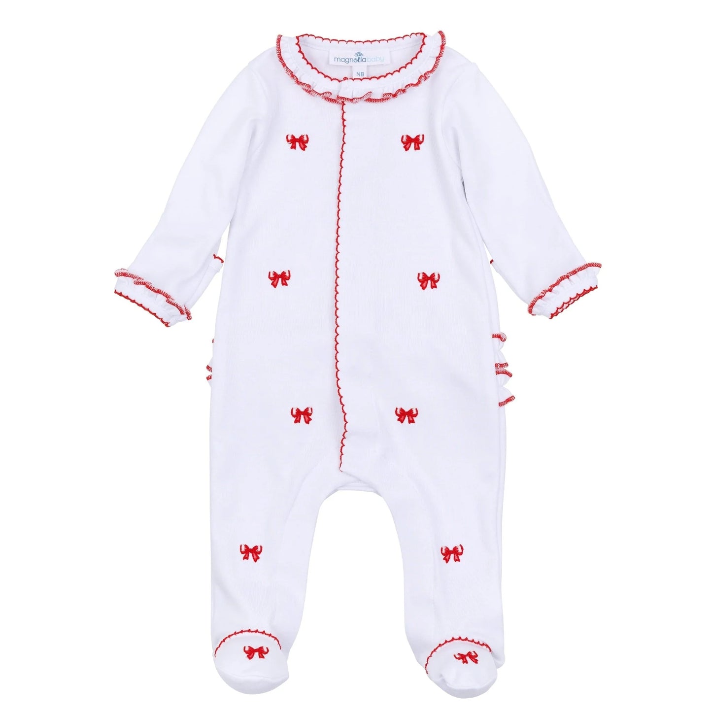 Magnolia Baby Scarlett Bows Ruffle Footie
