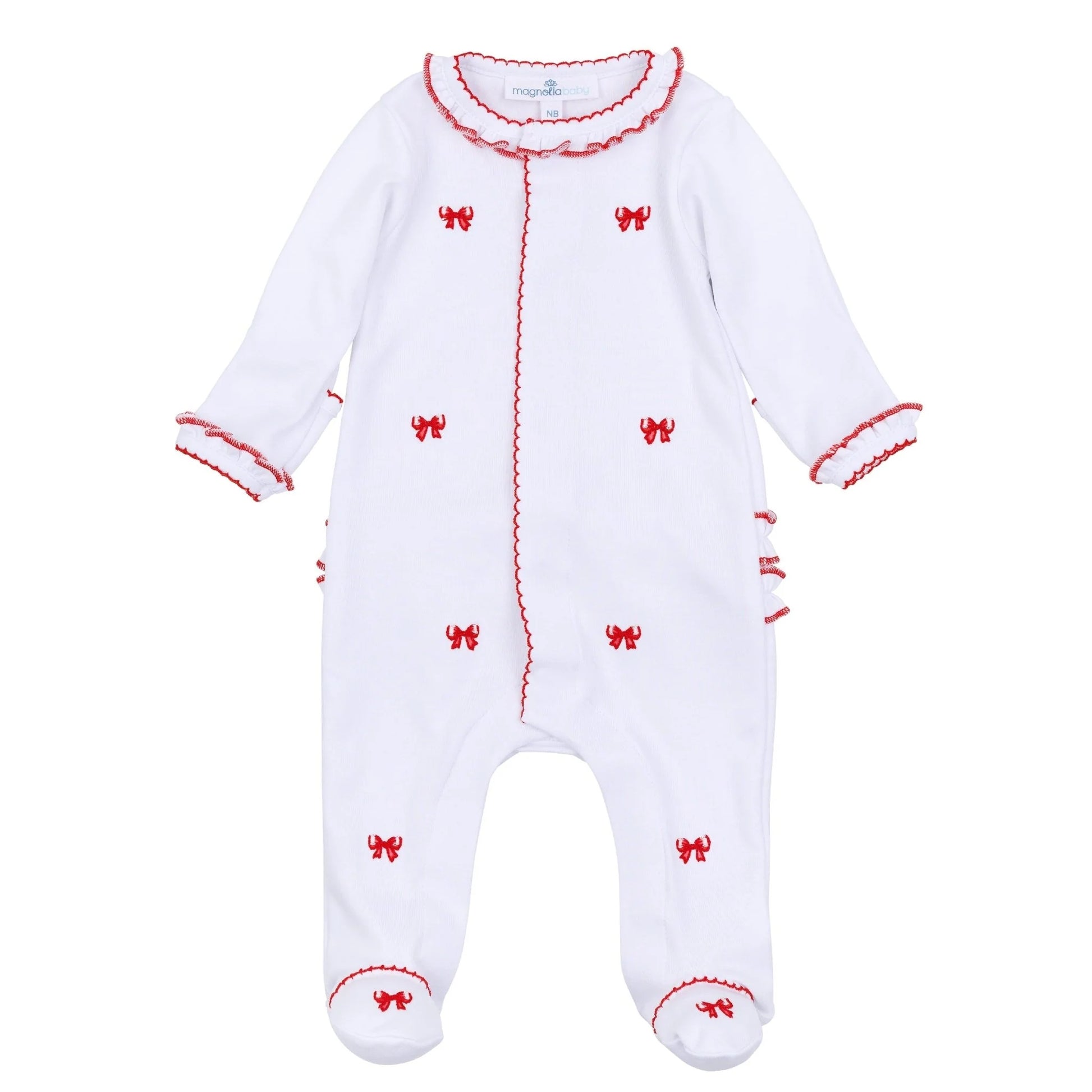 Magnolia Baby Scarlett Bows Ruffle Footie