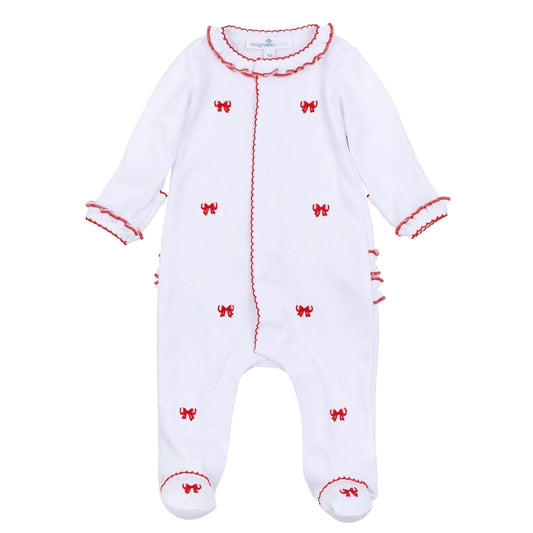 Magnolia Baby Scarlett Bows Ruffle Footie