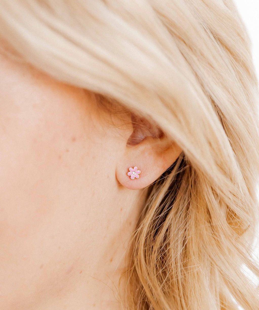 Screwback Stud Earrings - Alli Pink